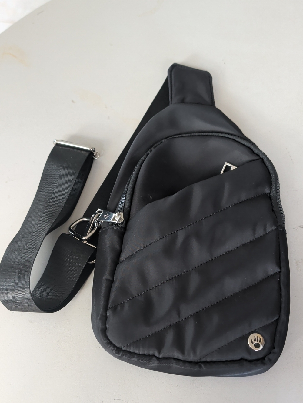 BearPaw Black Quilted Crossbody Sling Bag